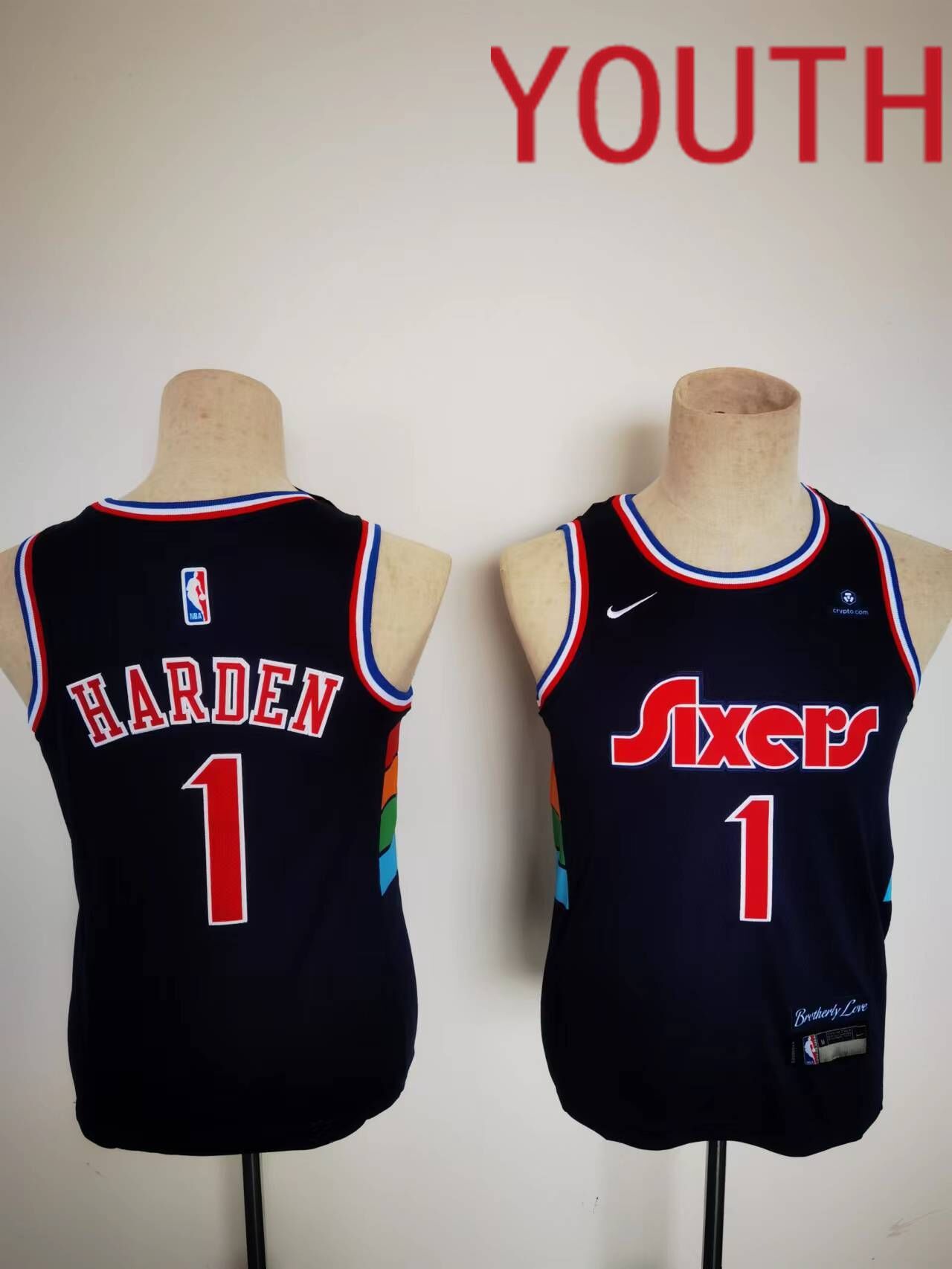 Youth Philadelphia 76ers #1 Harden Black City Edition 2022 Nike NBA Jerseys->kansas city royals->MLB Jersey